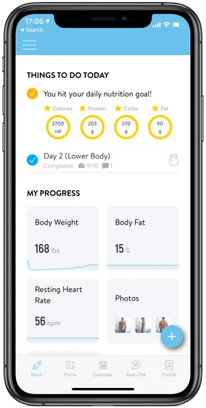 Rise Train app dashboard
